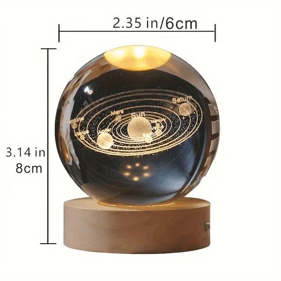3D Color-Changing Outer Lunar Moon Crystal Ball Small Night Light - Picture 2 of 4